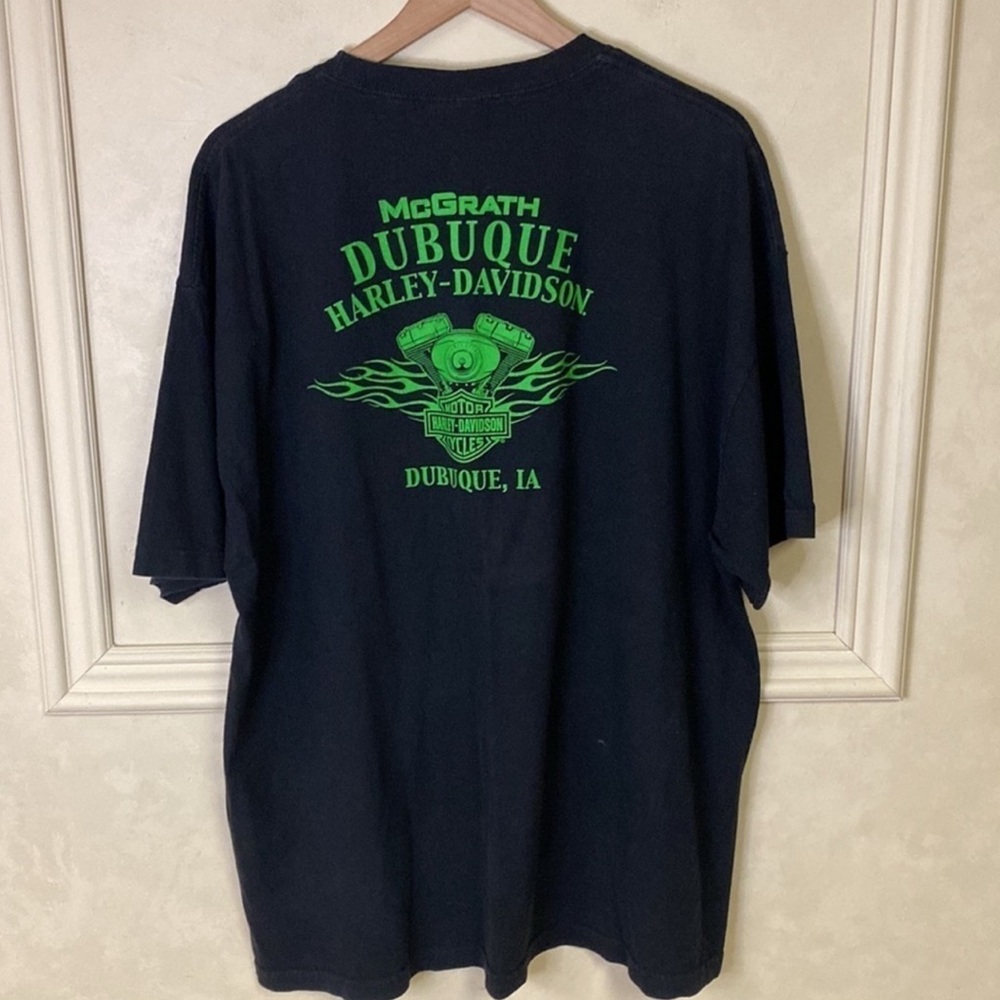 Harley-Davidson Dubuque Iowa Neon Green Skull Tee size XXL